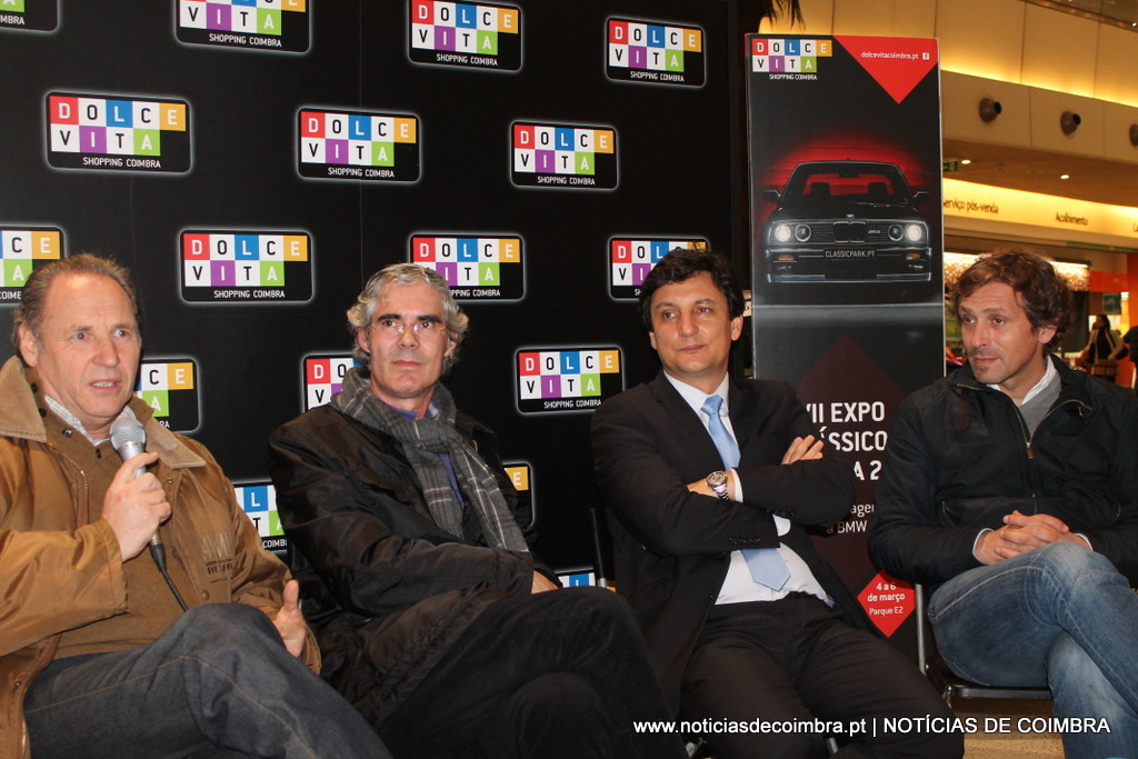 José António de Moura e Távora - em representação do Presidente da Junta de Santo dos Olivais; José Miguel Alves - membro do Clube BMW de Portugal; José Ribeiro - Director do Classic Park Clube e João Teixeira - Director do Centro Comercial apresentam evento no Dolce Vita